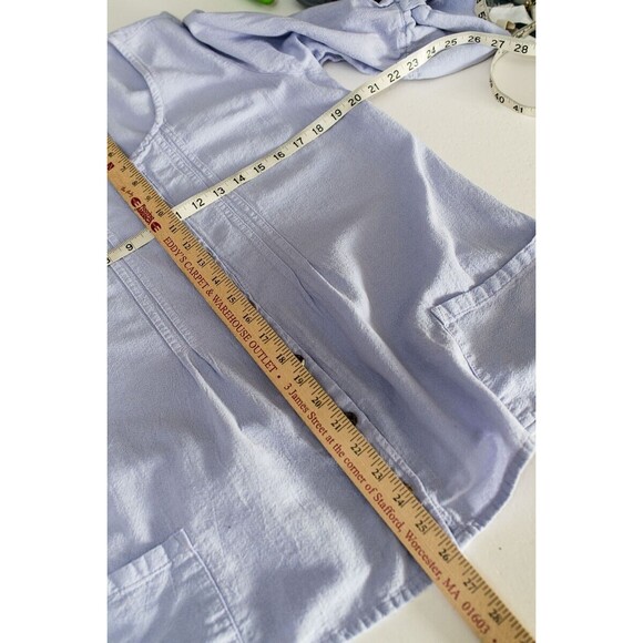Color Me Cotton Periwinkle lavendar purple S Women's button up blouse roll tab - Picture 5 of 5